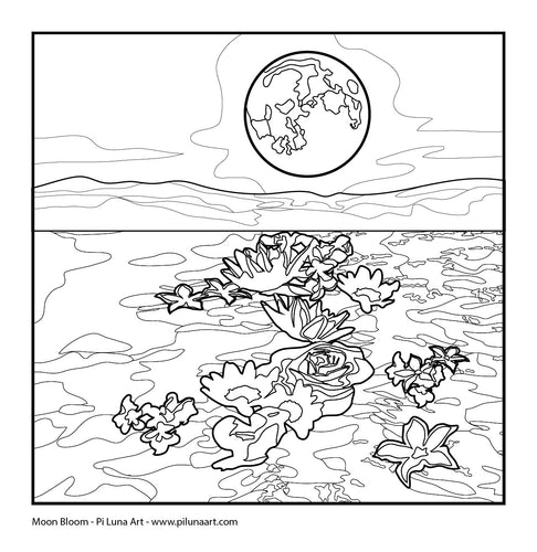 Moon Bloom - Coloring Page