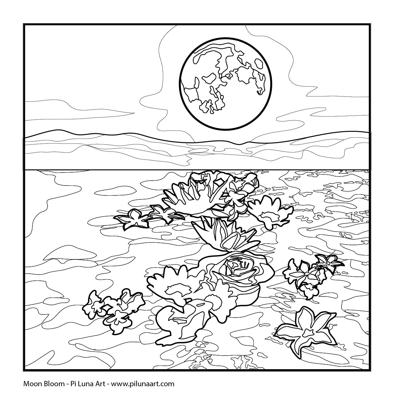 Moon Bloom - Coloring Page